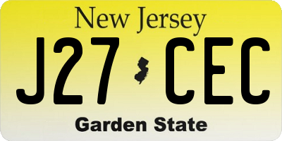 NJ license plate J27CEC