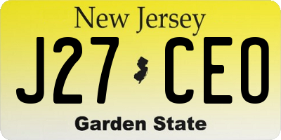 NJ license plate J27CEO