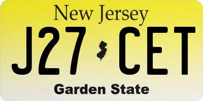 NJ license plate J27CET