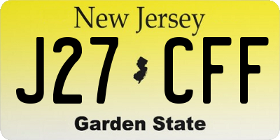 NJ license plate J27CFF