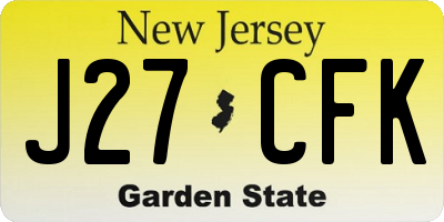 NJ license plate J27CFK