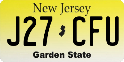 NJ license plate J27CFU