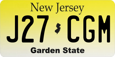 NJ license plate J27CGM