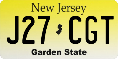 NJ license plate J27CGT