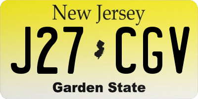 NJ license plate J27CGV