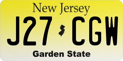 NJ license plate J27CGW
