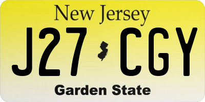 NJ license plate J27CGY