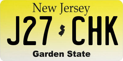 NJ license plate J27CHK