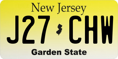 NJ license plate J27CHW