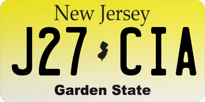 NJ license plate J27CIA