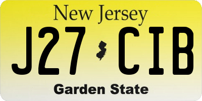 NJ license plate J27CIB