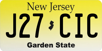 NJ license plate J27CIC