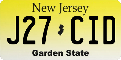NJ license plate J27CID