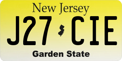 NJ license plate J27CIE