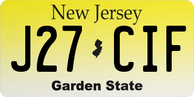 NJ license plate J27CIF
