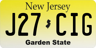 NJ license plate J27CIG