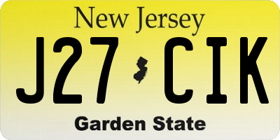 NJ license plate J27CIK