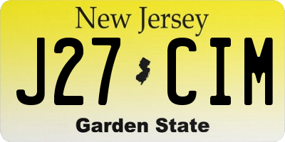 NJ license plate J27CIM