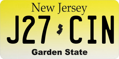 NJ license plate J27CIN