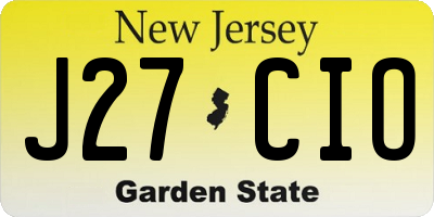 NJ license plate J27CIO