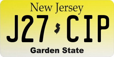 NJ license plate J27CIP