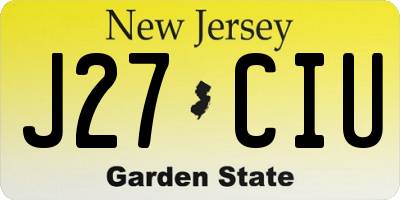 NJ license plate J27CIU