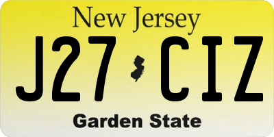 NJ license plate J27CIZ