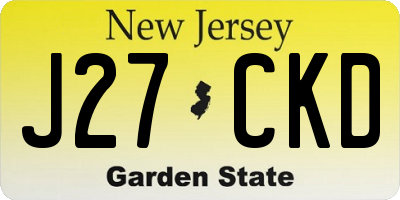 NJ license plate J27CKD