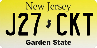 NJ license plate J27CKT