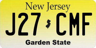 NJ license plate J27CMF