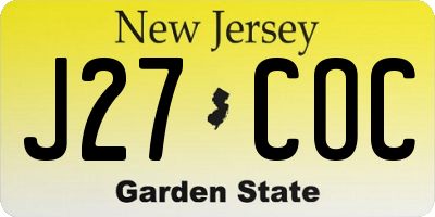NJ license plate J27COC