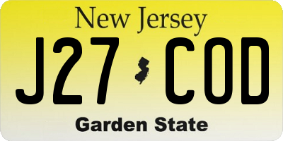 NJ license plate J27COD