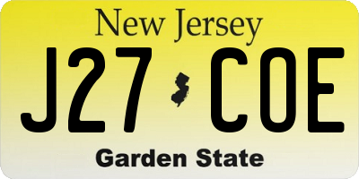 NJ license plate J27COE