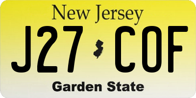 NJ license plate J27COF