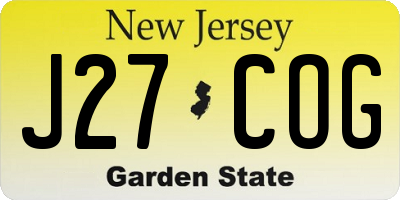 NJ license plate J27COG
