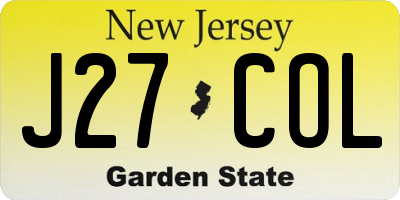 NJ license plate J27COL