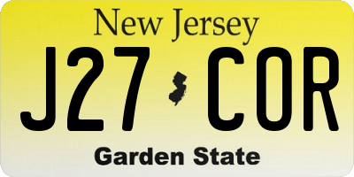 NJ license plate J27COR