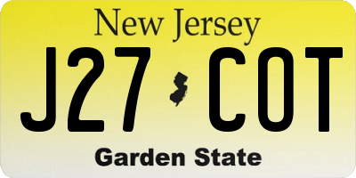 NJ license plate J27COT