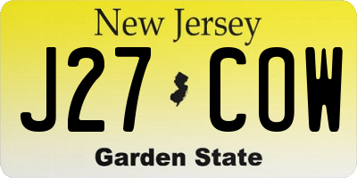 NJ license plate J27COW