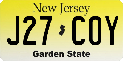 NJ license plate J27COY