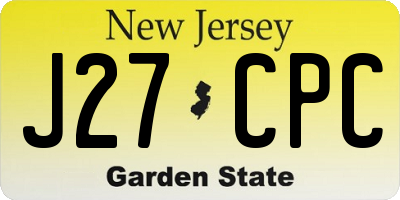 NJ license plate J27CPC