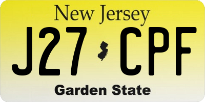 NJ license plate J27CPF