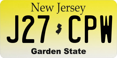 NJ license plate J27CPW