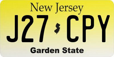 NJ license plate J27CPY