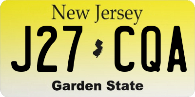 NJ license plate J27CQA