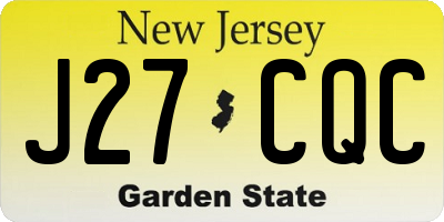 NJ license plate J27CQC