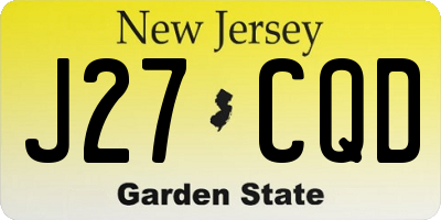 NJ license plate J27CQD
