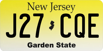 NJ license plate J27CQE
