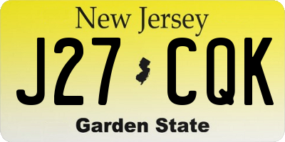NJ license plate J27CQK