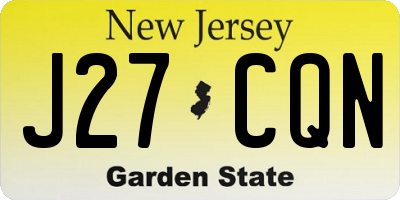 NJ license plate J27CQN